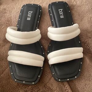 Bar III White Double Strap Narrah Slip-On Sandals Size 6.5